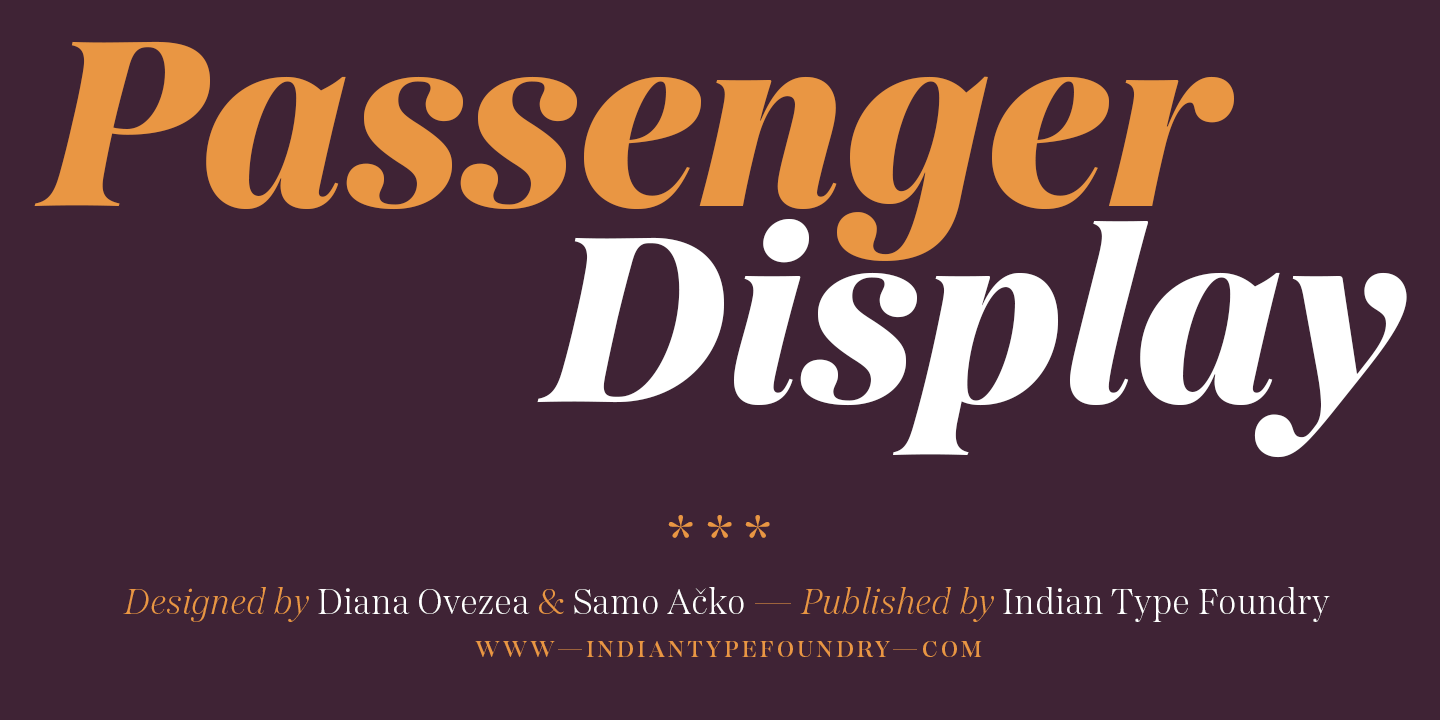 Przykład czcionki Passenger Display Bold Italic